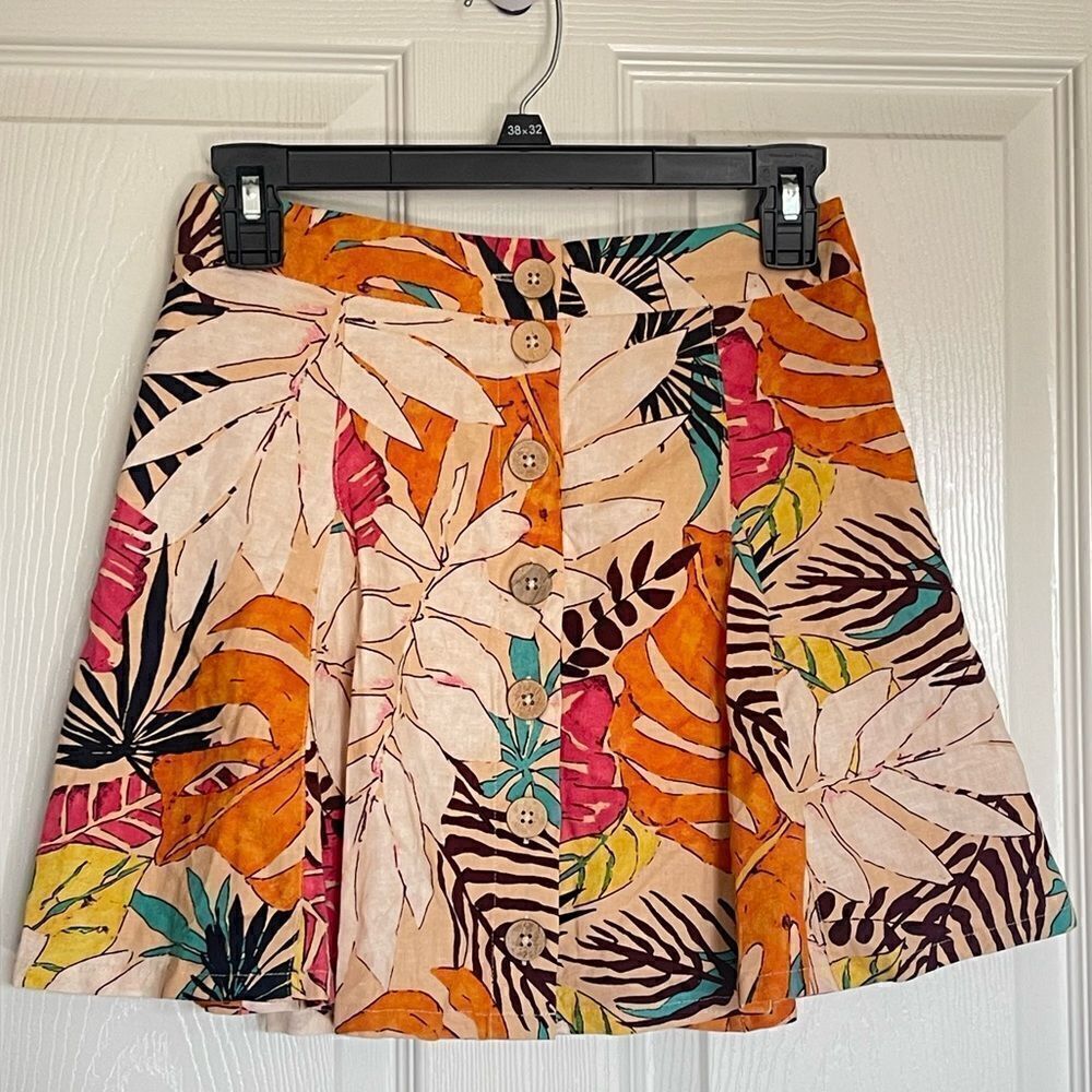 Forever 21 linen blend tropical skirt size s